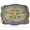 MONTANA SILVERSMITH Montana Silversmiths Silver & Gold Pointing West Longhorn Buckle 