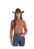 PANHANDLE SLIM Rock & Roll Denim Women's Cowgirl Print TEK Western Shirt - Rust 