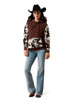 ARIAT Women's Ariat Logo 2.0 Cow Print Chicory Coffee Hoodie 