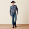 ARIAT Ariat Men's Team Logo Twill Fitted Shirt - Chambray Blue/Saddle Brown 