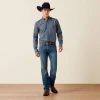ARIAT Ariat Men's Team Logo Twill Fitted Shirt - Chambray Blue/Saddle Brown 