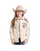 Rock & Roll Denim Cowhide Print Girl's Shirt Jacket - Natural