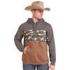 ROCK & ROLL COWBOY Men's Rock & Roll Denim Tan Camo Block Fleece Pullover Hoodie 