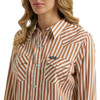 WRANGLER Wrangler Women's Retro Stripe Snap Brown Shirt 
