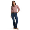 WRANGLER Wrangler Rose Plaid Retro Western Essential Women's Collared Snap Shirt 