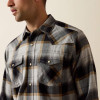 Ariat Men's Retro Heinz Fitted Snap Shirt - Grey Heather Plaid