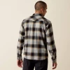 ARIAT Ariat Men's Retro Heinz Fitted Snap Shirt - Grey Heather Plaid 