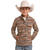 ROCK & ROLL COWBOY Rock & Roll Denim Taupe Stripe Fleece Pullover For Boys 