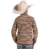 ROCK & ROLL COWBOY Rock & Roll Denim Taupe Stripe Fleece Pullover For Boys 