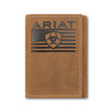 M&F Western Ariat Trifold Embossed Medium Brown Wallet For Men