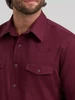 Wrangler Men's Burgundy Solid Broadcloth Western Snap Shirt