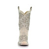 Corral  Womens White Square Toe Crystal Inlay Glitter Cowgirl Boot A3397