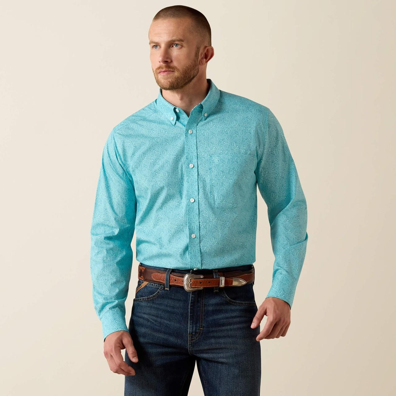 ariat mens dress shirts Ariat Men's Larkspur Paisley Print Cormac Fitted Shirt