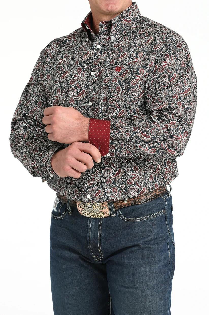 Cinch Men's Navy Paisley Shirt M