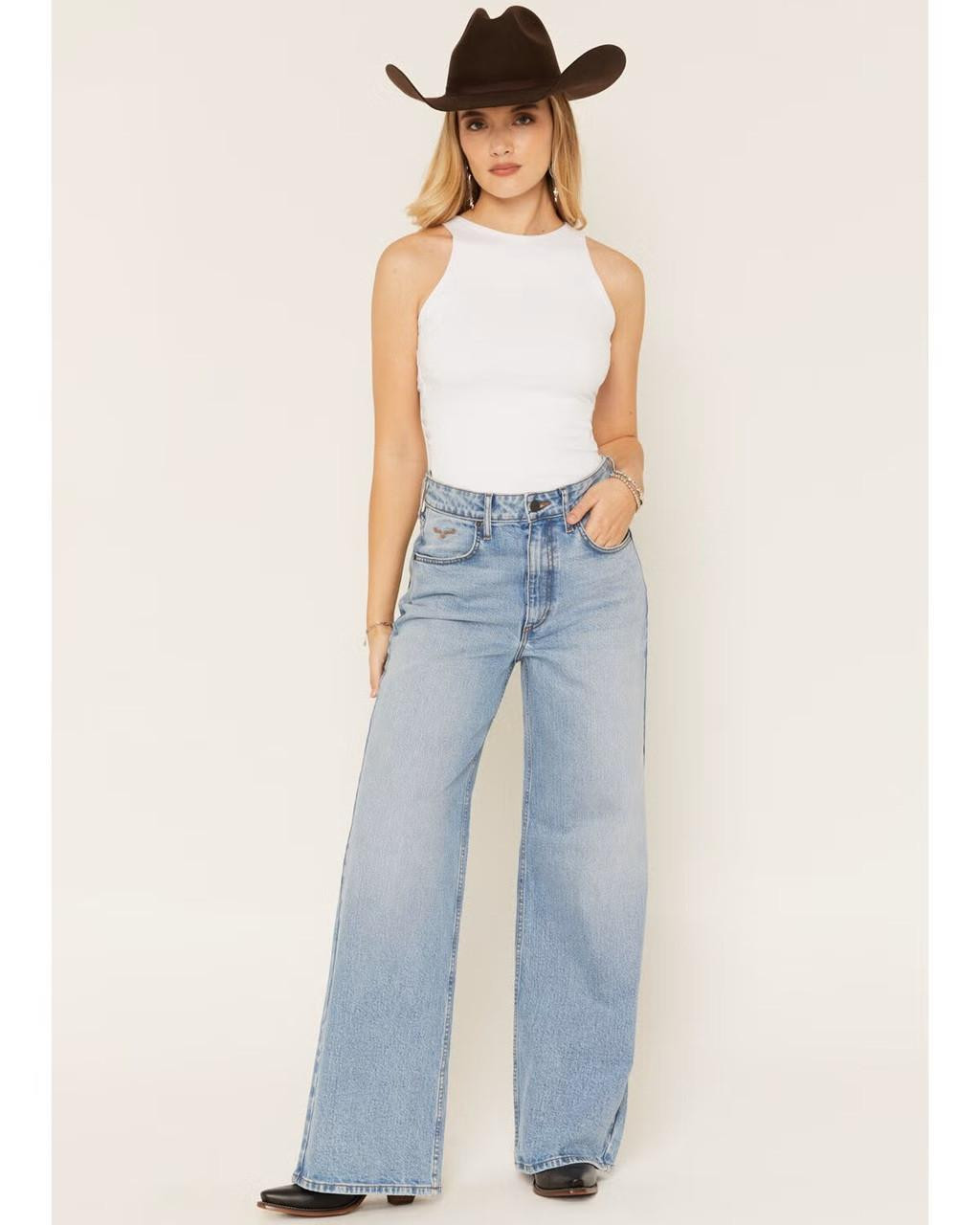 Kimes Ranch Women's Zoey High Rise Wide Jean Light Wash