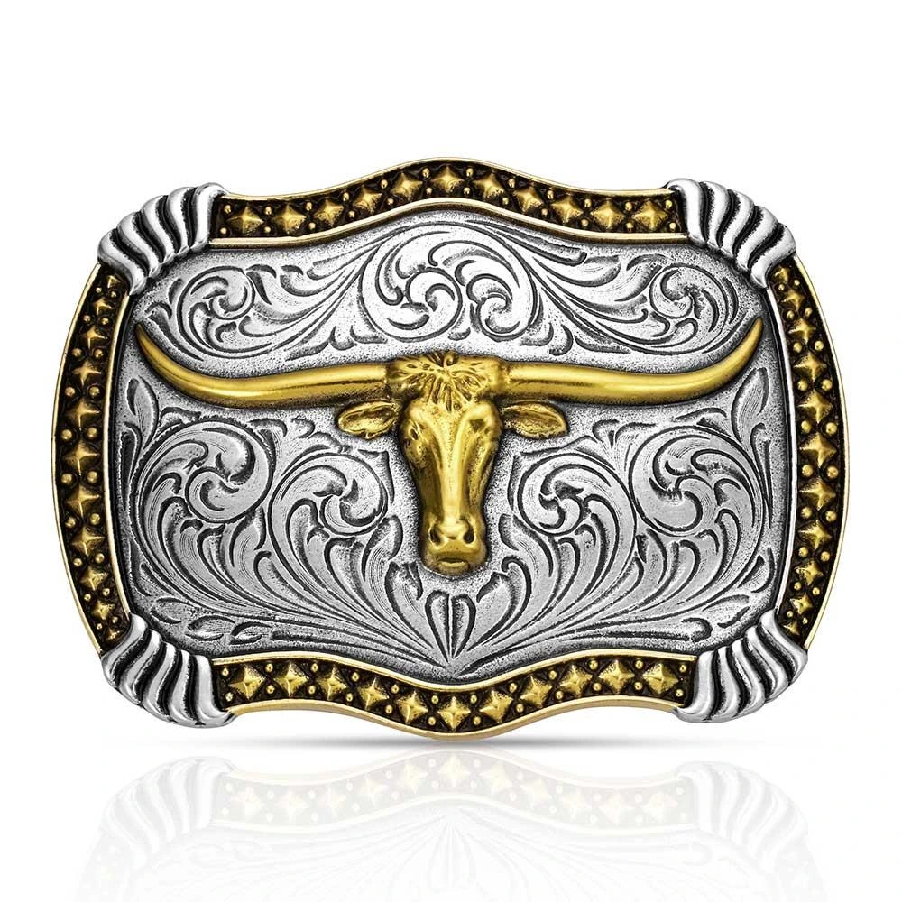Montana Silversmiths Silver & Gold Longhorn Legacy Belt Buckle