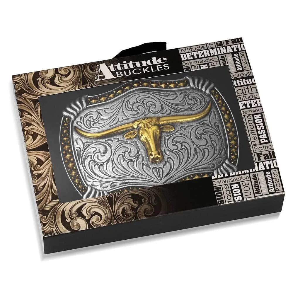 Montana Silversmiths Silver & Gold Longhorn Legacy Belt Buckle