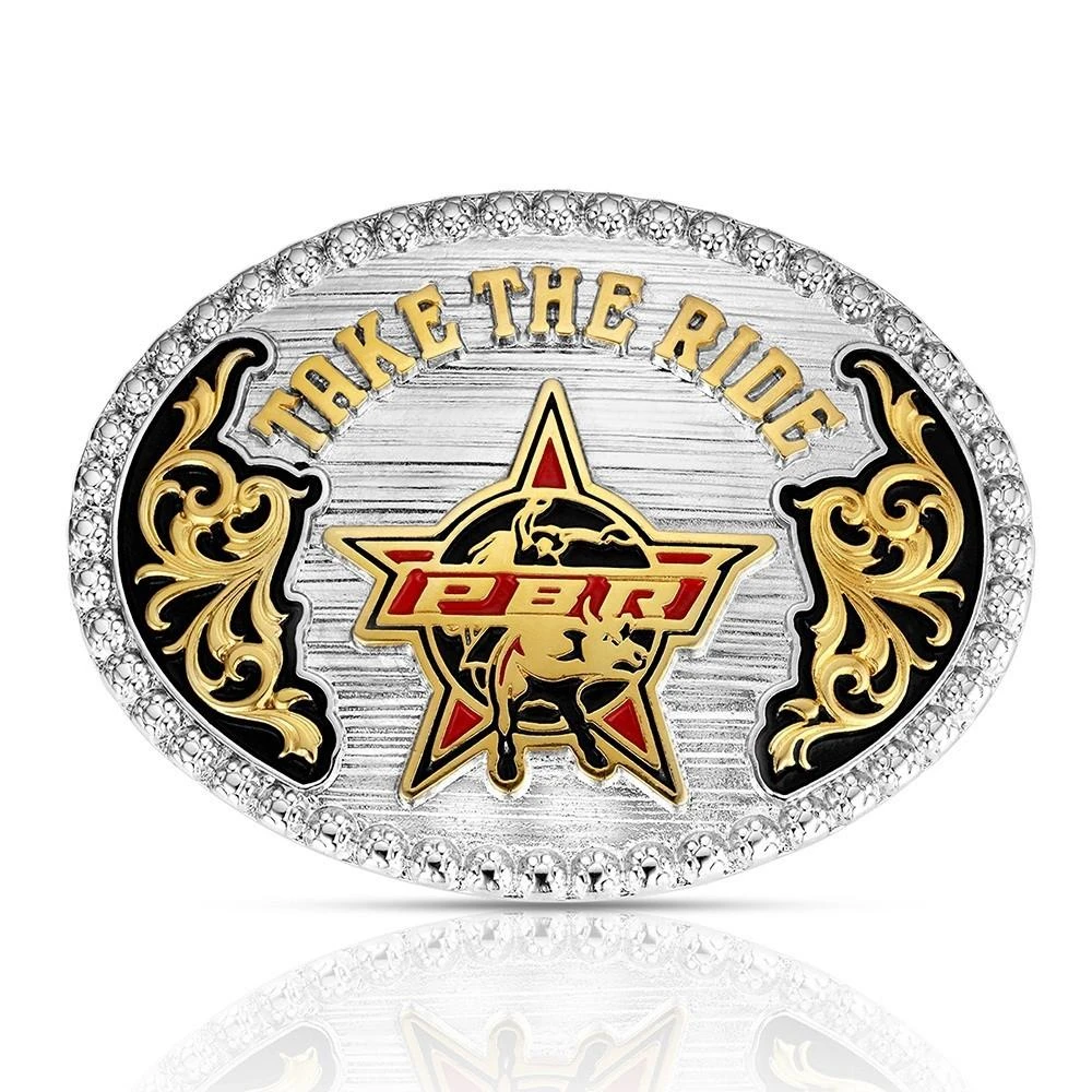 Montana Silversmiths Silver and Gold Barrel Racer Rodeo Belt Buckle Double Heart Barrel Racer Buckle, Sterling Silver Plate  main image 4