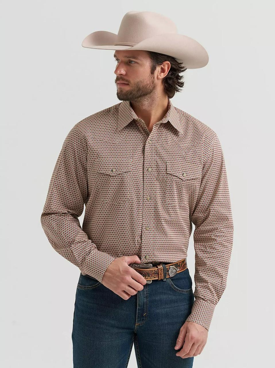 アメカジ Wrangler Men's Cocoa Links 20X Competition Western Snap Shirt