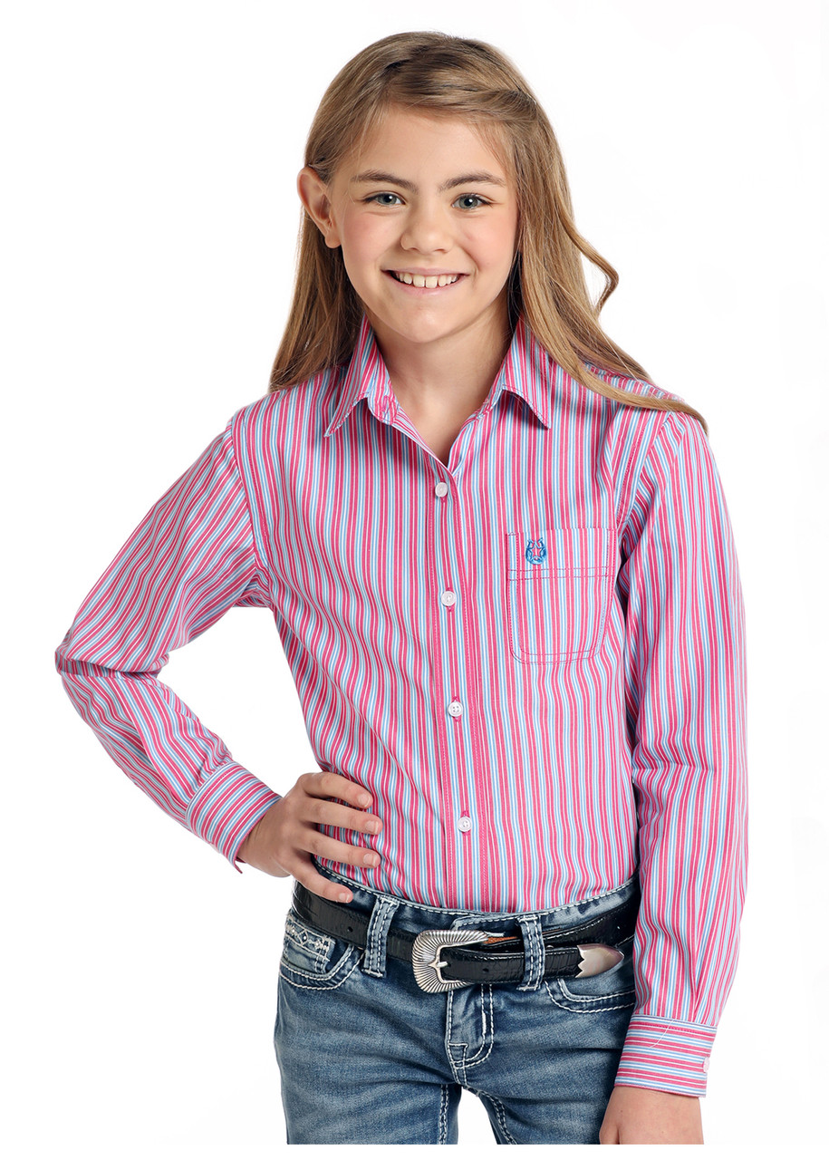 girls pink western shirt