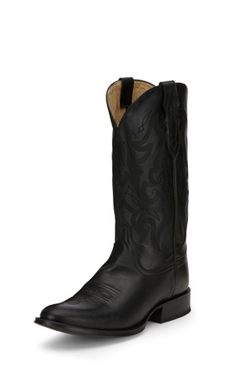 men's black round toe cowboy boots