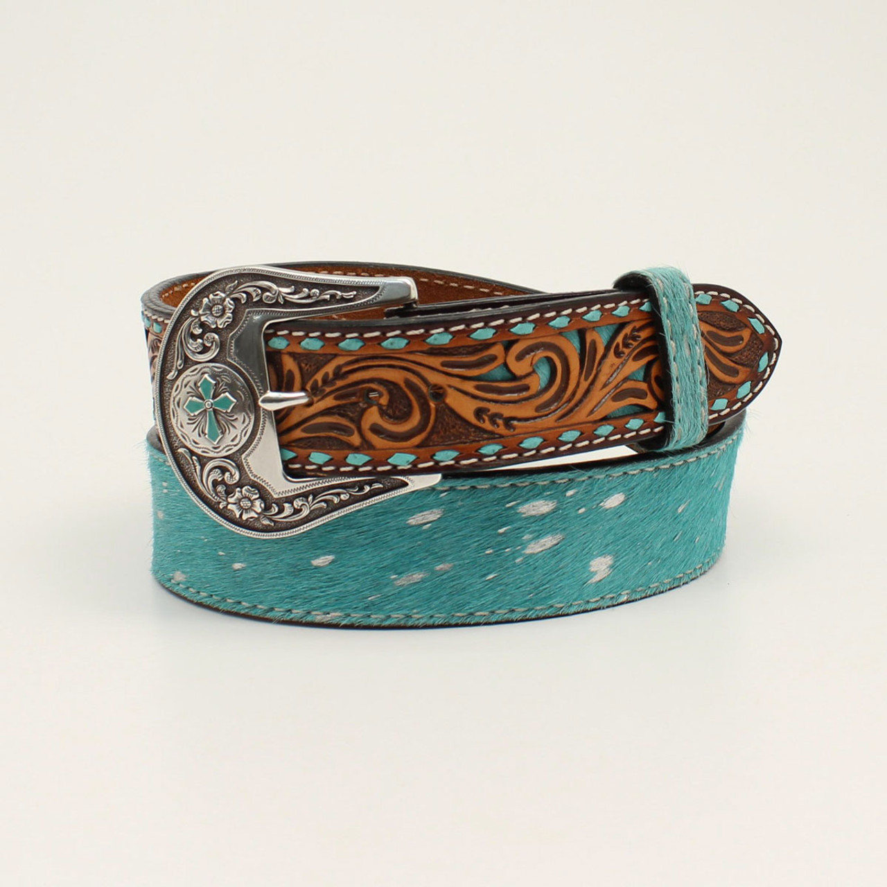 TEEN TRIOMPHE BELT IN TAURILLON LEATHER - CALIFORNIA BLUE