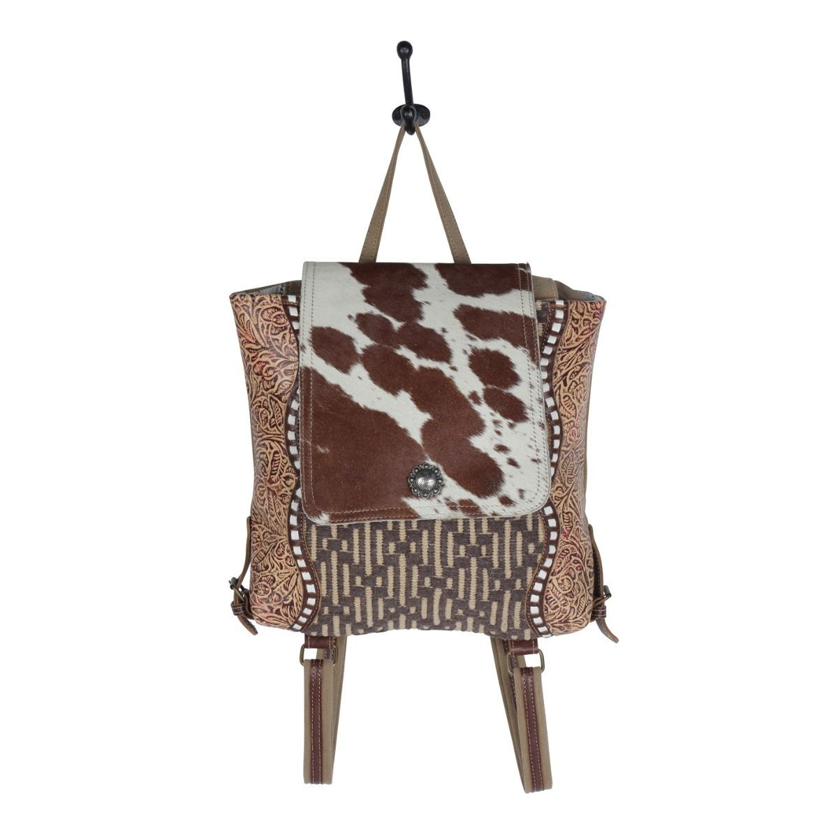 tooled leather backpack