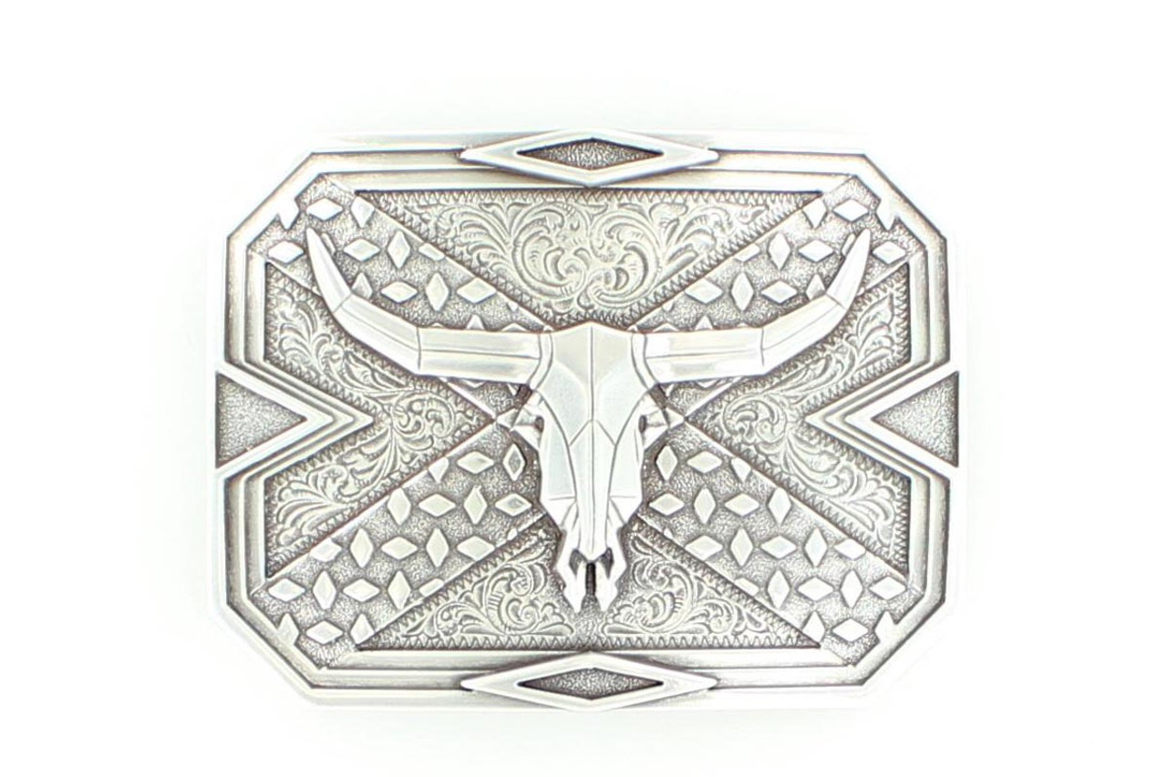 Nocona Western Silver/Gold Longhorn Belt Buckle