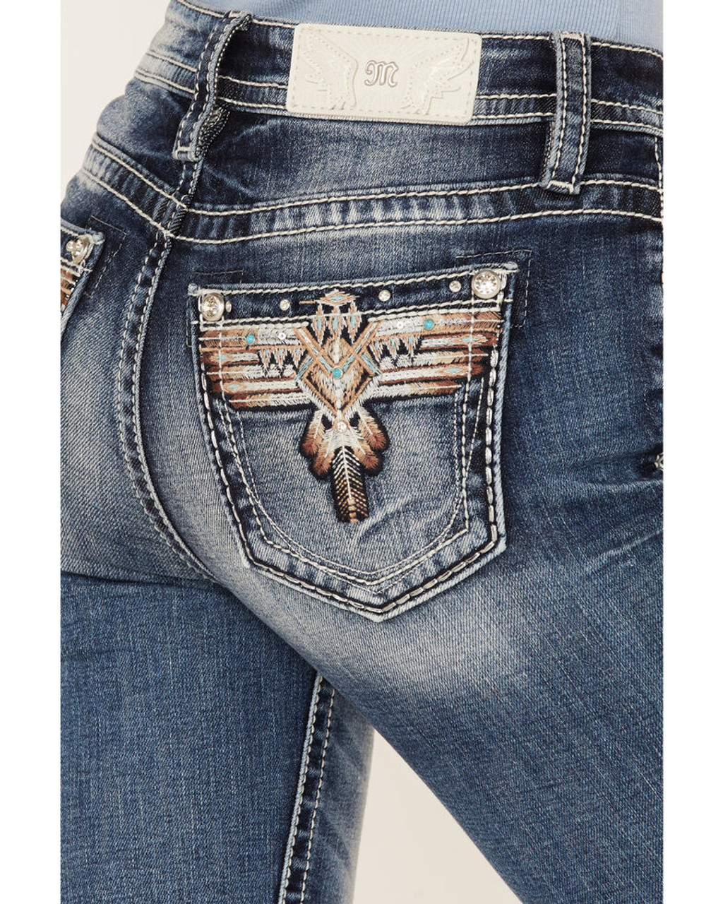 værdig Lab Sentimental Miss Me Women's Thunderbird Embroidered Rhinestone Bootcut Western Jeans -  Jackson's Western
