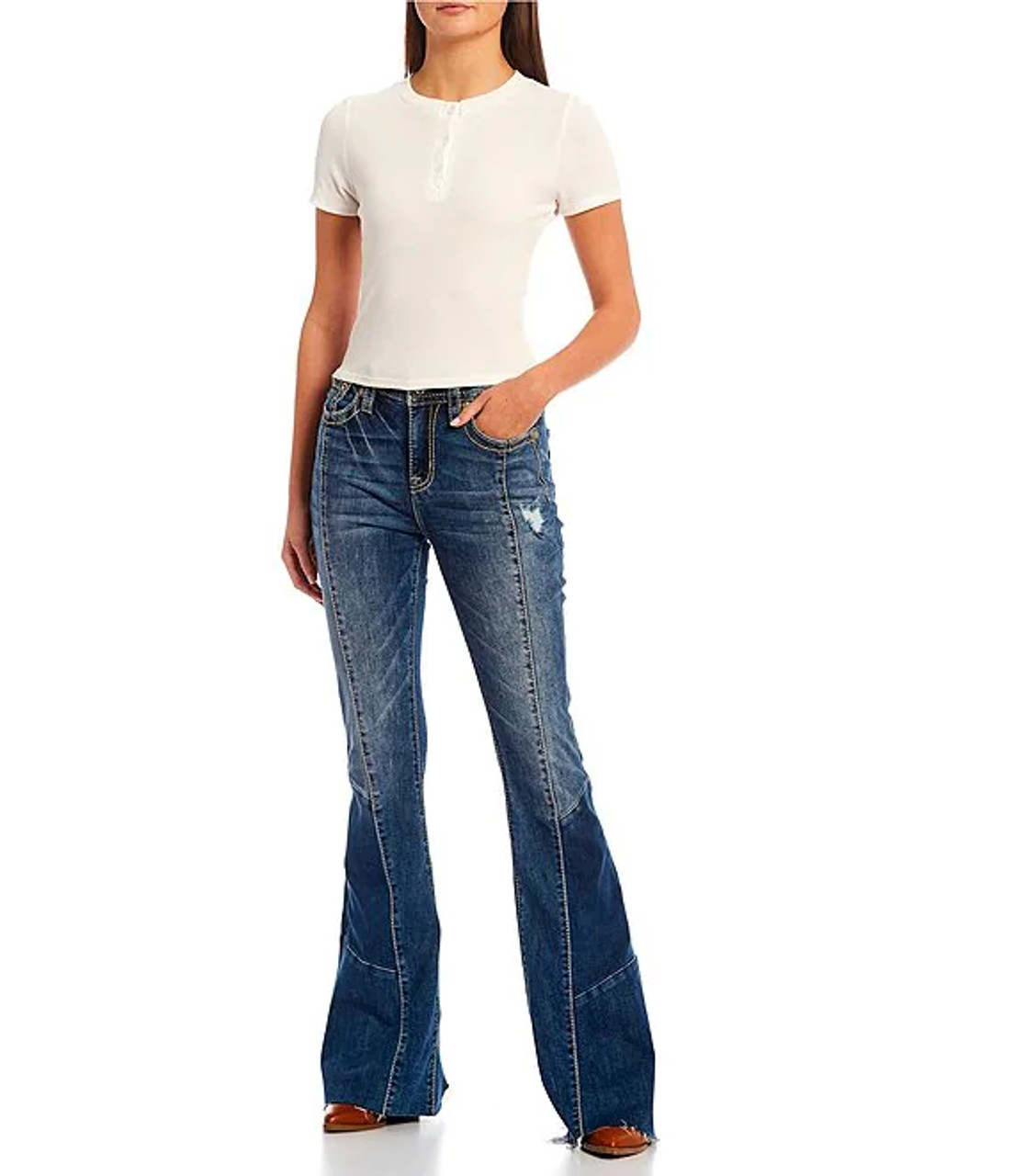 Miss Me Women's High Rise Super Flare Jeans H3636F63