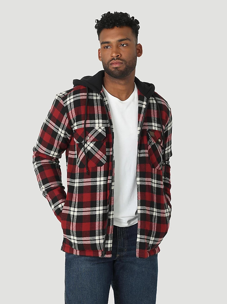 Wrangler Men's Big & Tall Riggs Red Flannel Zip Hoodie Jacket Workwear -  Jackson's Western