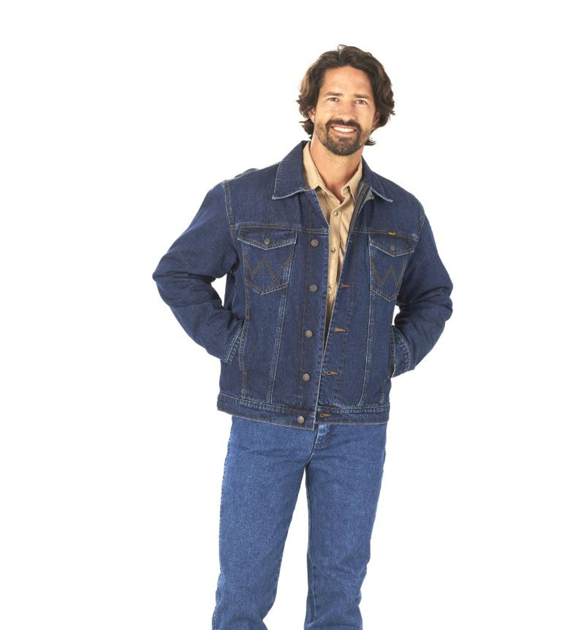 Wrangler mens Regular Blanket Lined denim jackets, Denim/Blanket