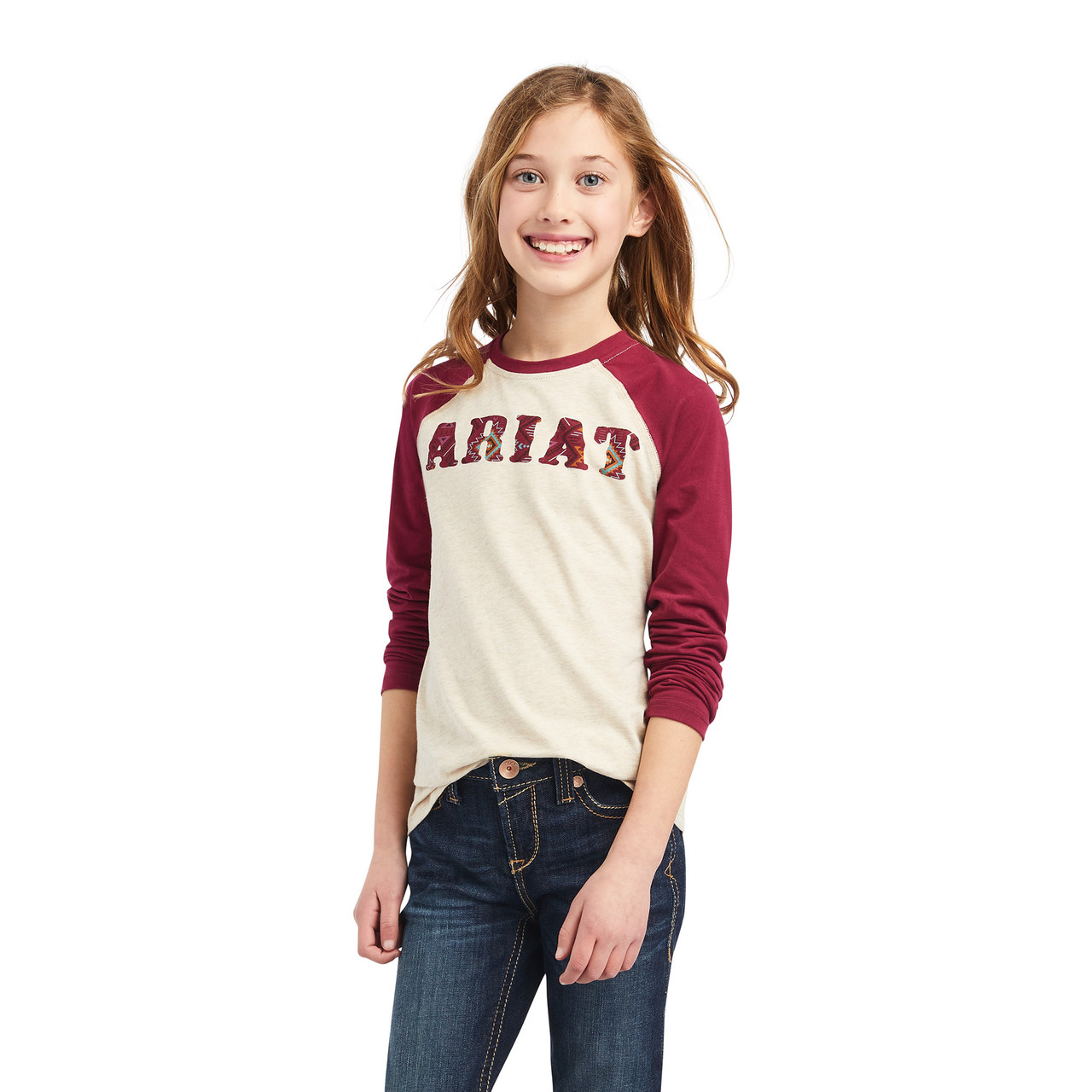 Ariat Girl's Zuma Logo Baseball Jersey Long Sleeve T Shirt