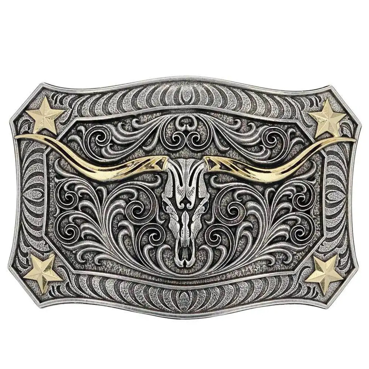 Montana Silversmiths Small 2-Tone Engraved Buckle- Western Buckles