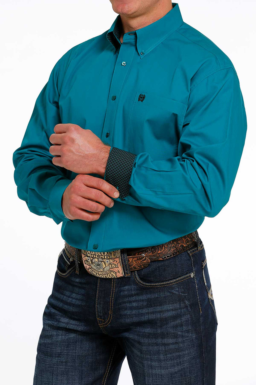 Mens teal store western shirt