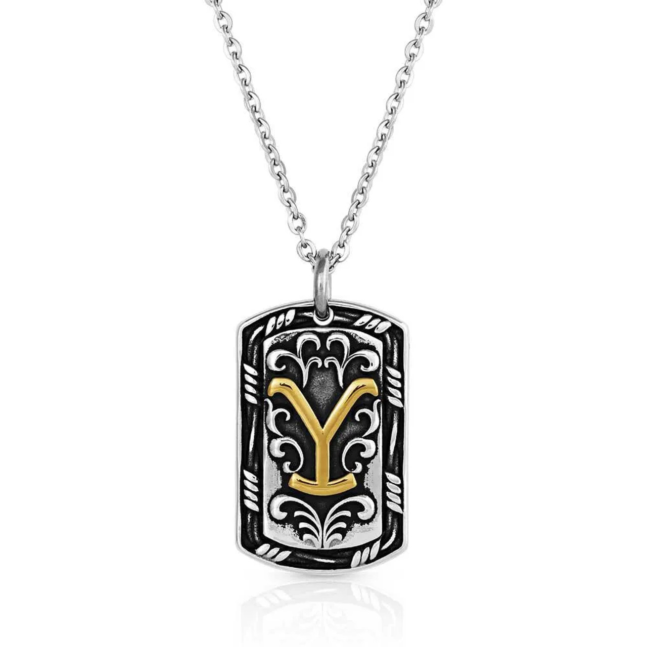 Montana Silversmiths Yellowstone Logo Strong Dog Tag Necklace