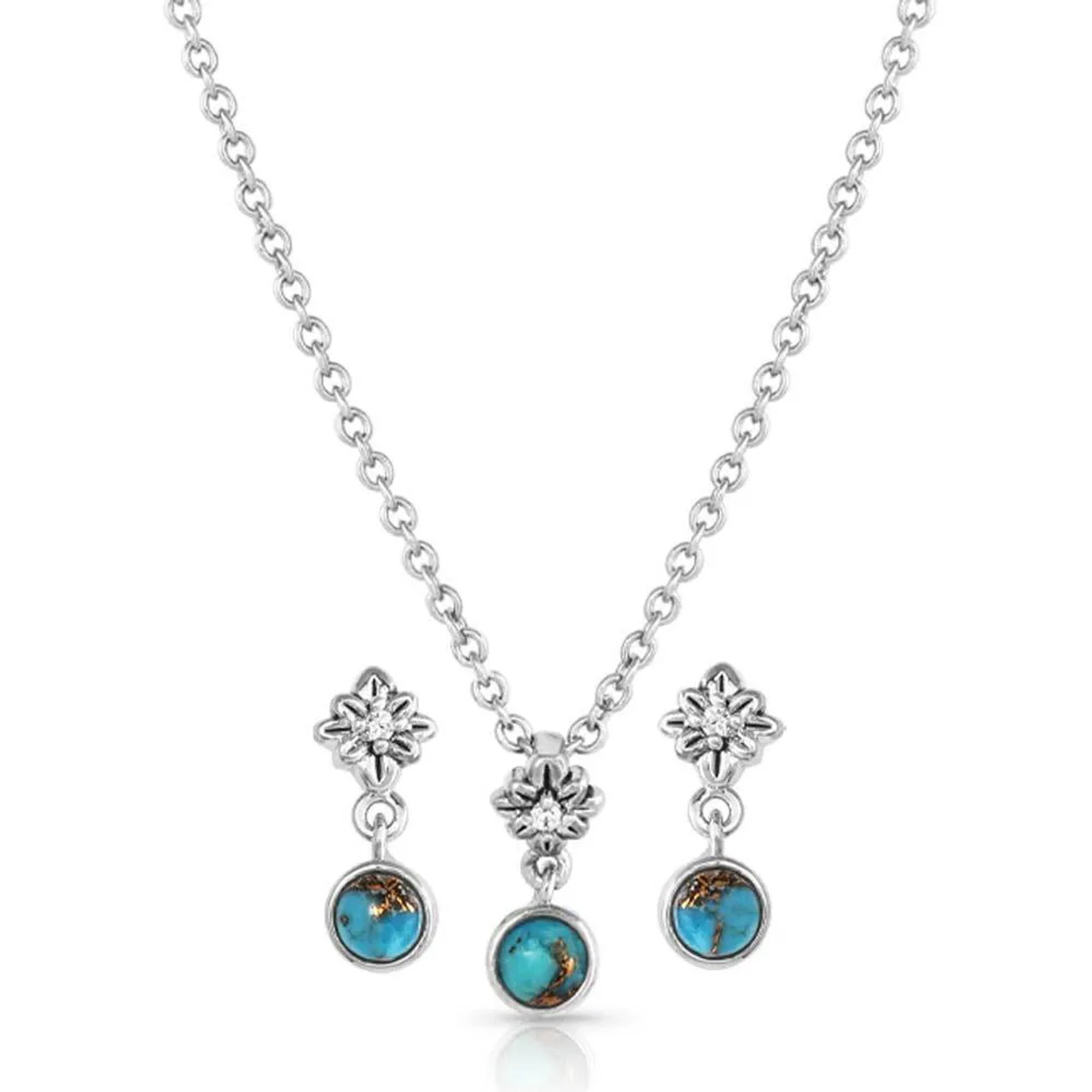 Turquoise Nugget Necklace & Earring Set - Jewelry Sets - Jewlery