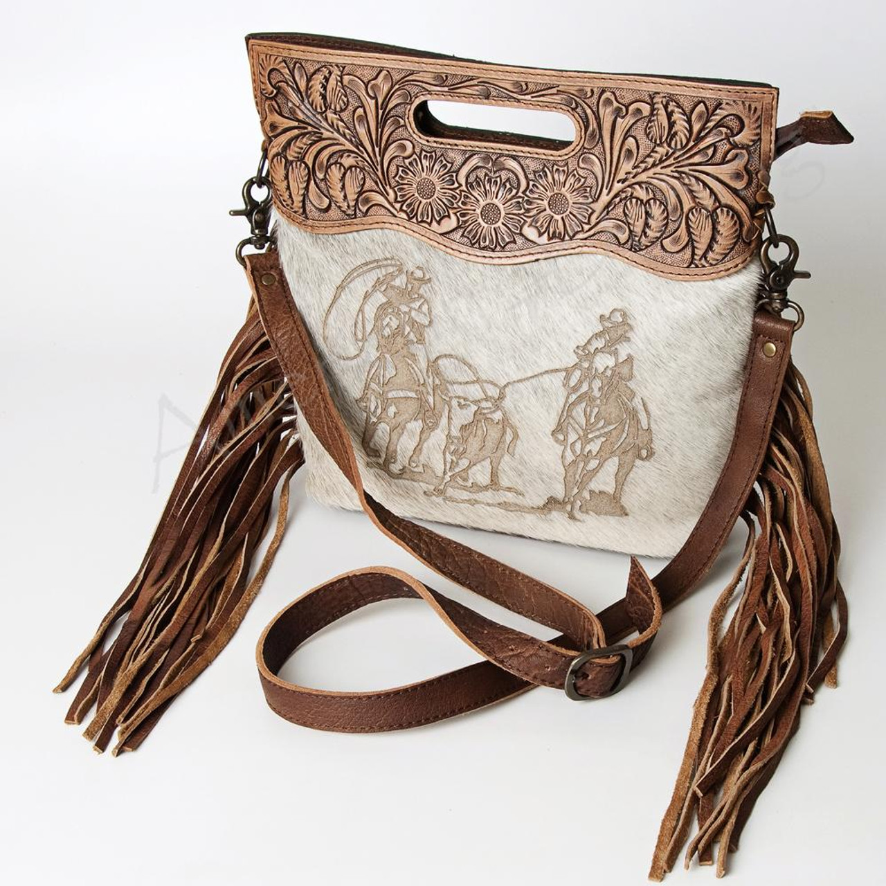 Tooled Leather Crossover Purse - Red