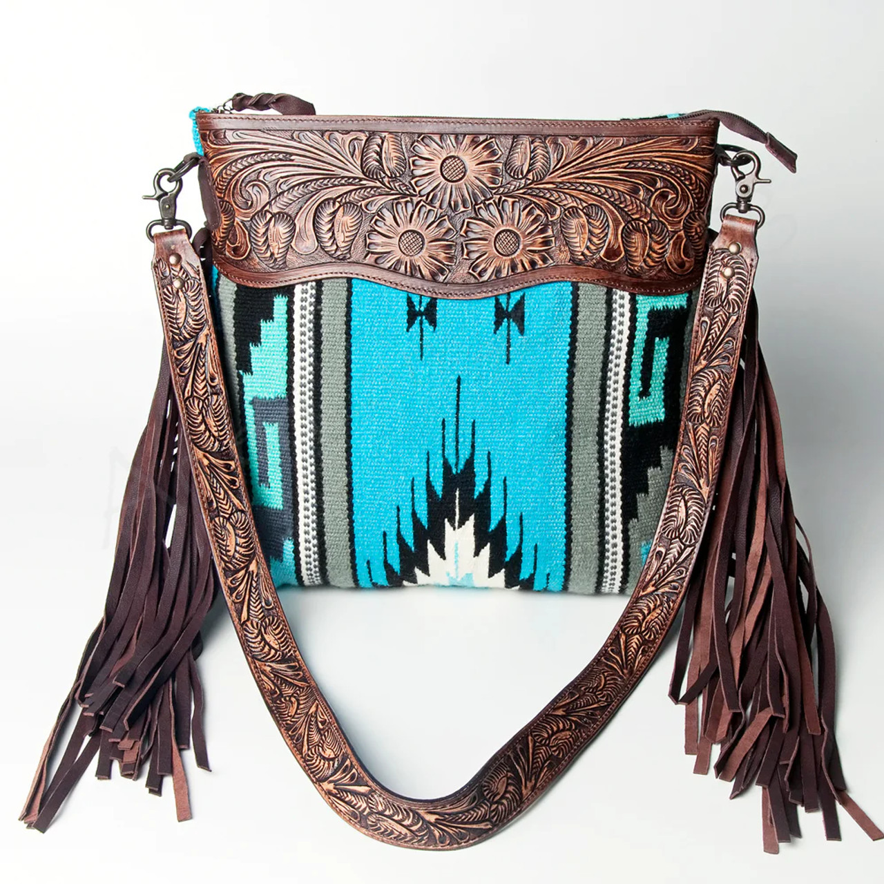 American Darling Signature Tooled Leather Aztec Saddle Blanket ...