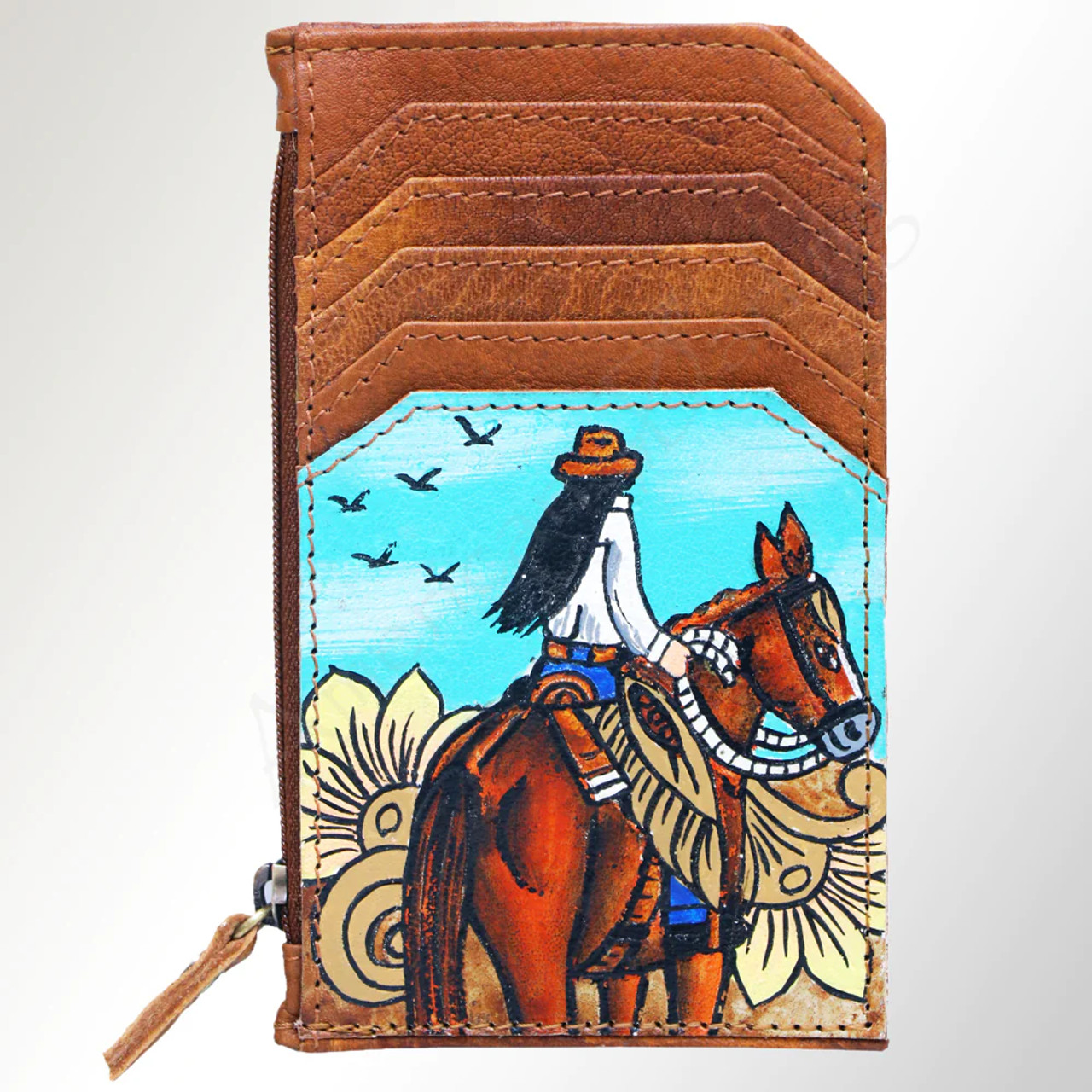 Card holder/ wallet hand painted