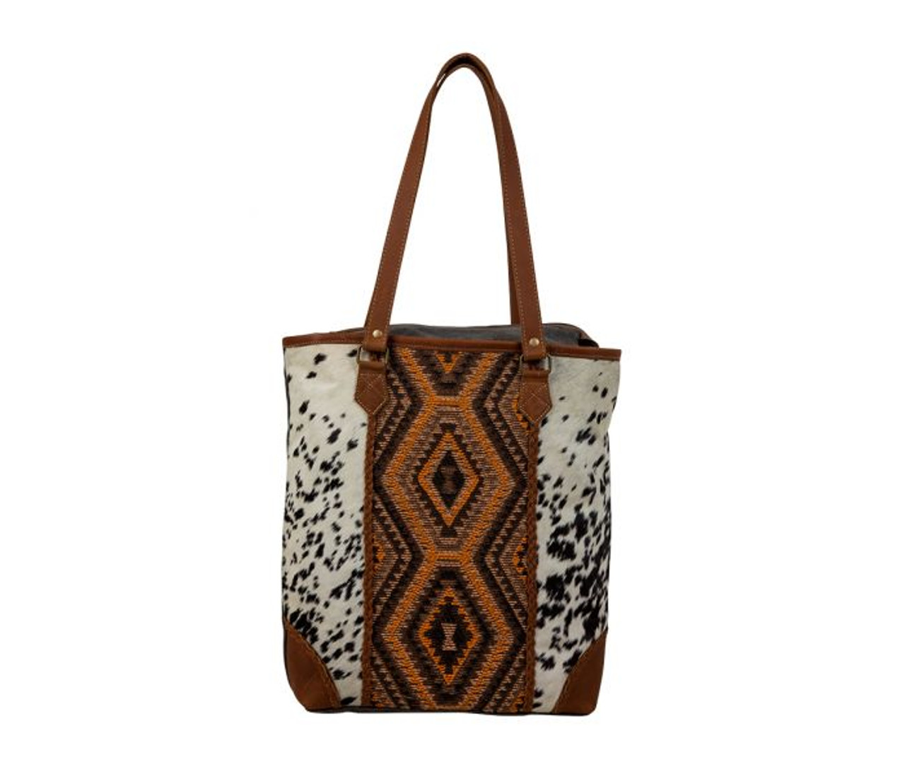 Myra Bag Rio Hand Tooled Leather Hairon Cowhide Tote Bag - Jackson's Western