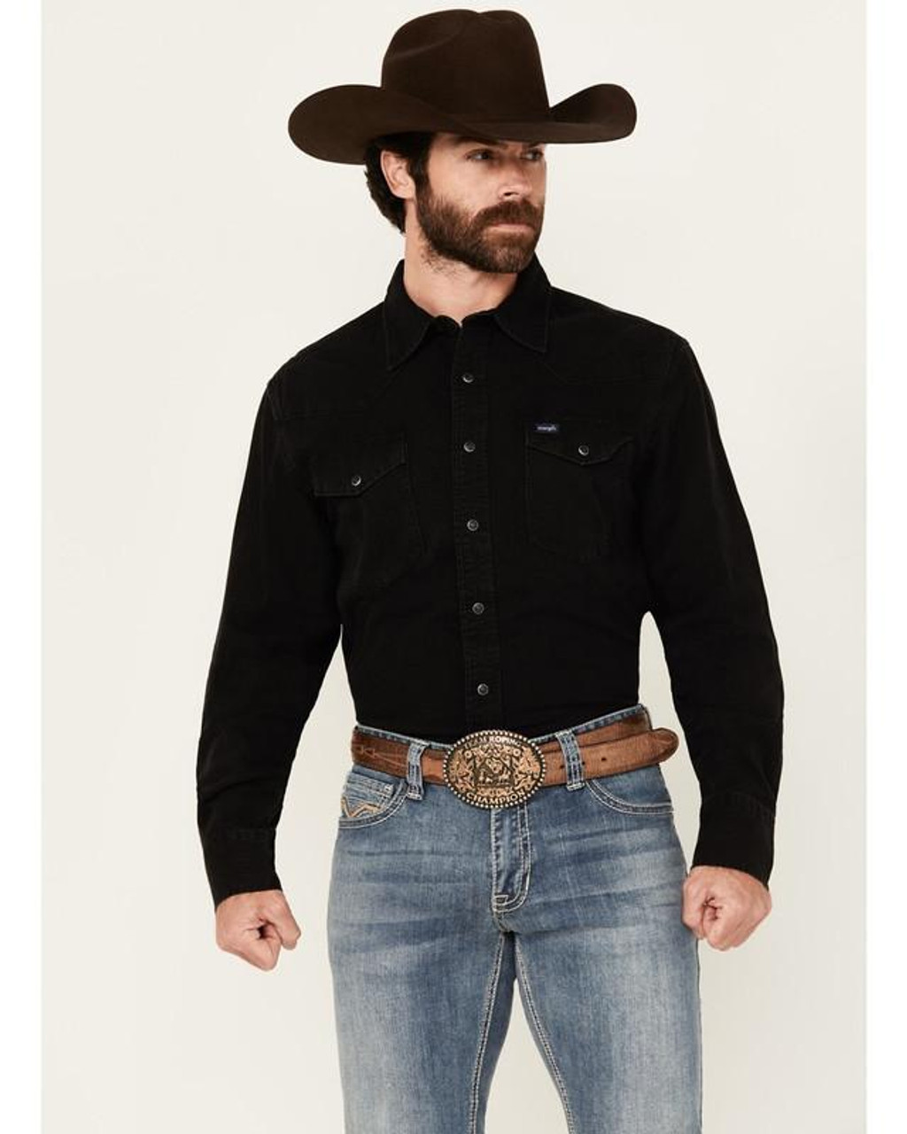 Wrangler Men's Black Denim Classic Western Shirt | JW Stores