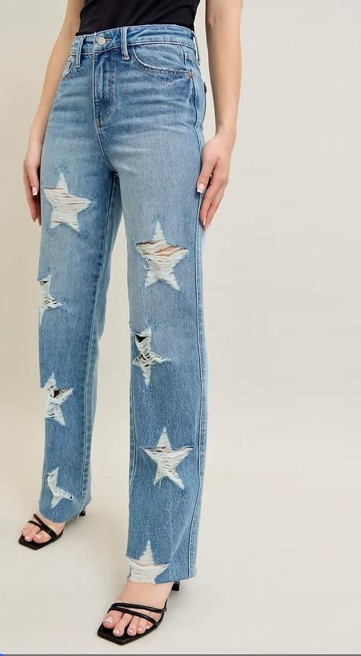Judy Blue Women Magic Star Destroy Straight Jean | JW Stores