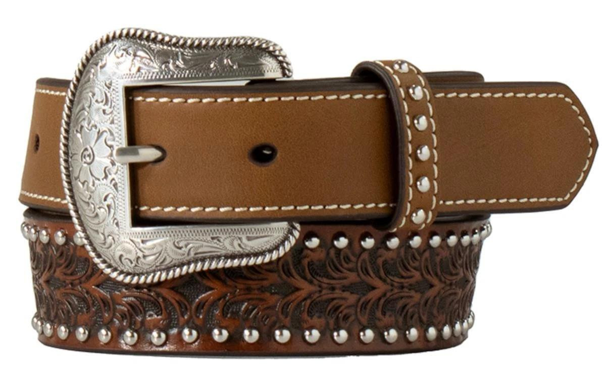Nocona Western Studded Rhinestone Belt Size 34 Brown Leather Nocona Embossed Leather Belt - Women main image 4