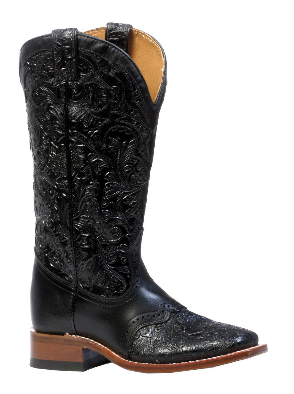 womens black square toe western boots
