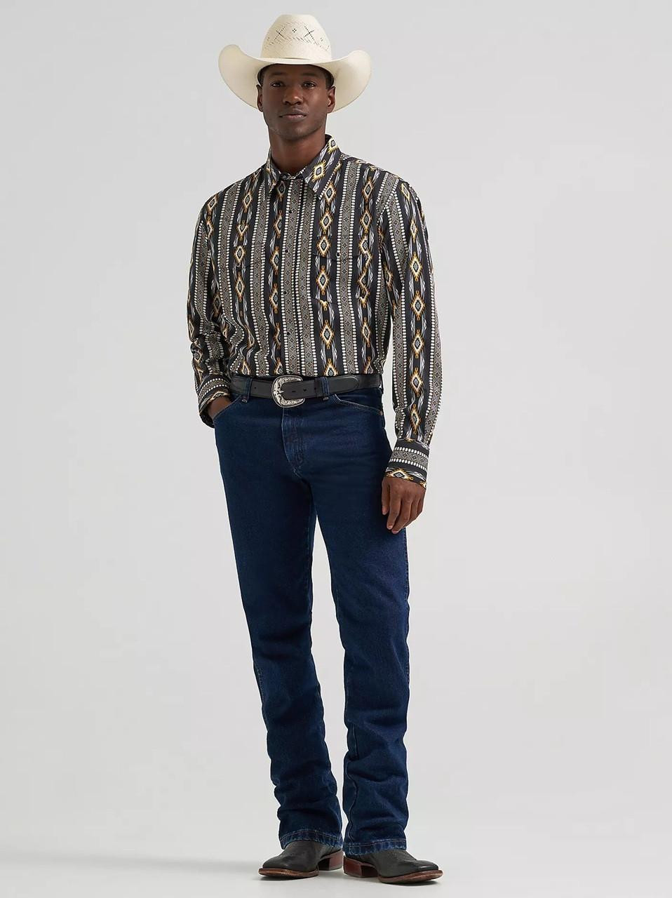 Wrangler Men's Crow Black Checotah Printed Shirt | JW Stores