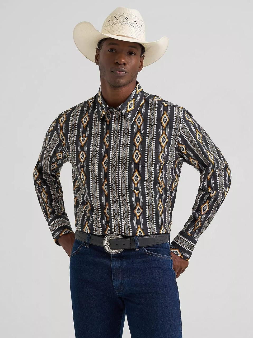Wes Brown サイン入りシャツ フレーム付き Wrangler Men's Crow Black Checotah Printed Shirt | JW Stores