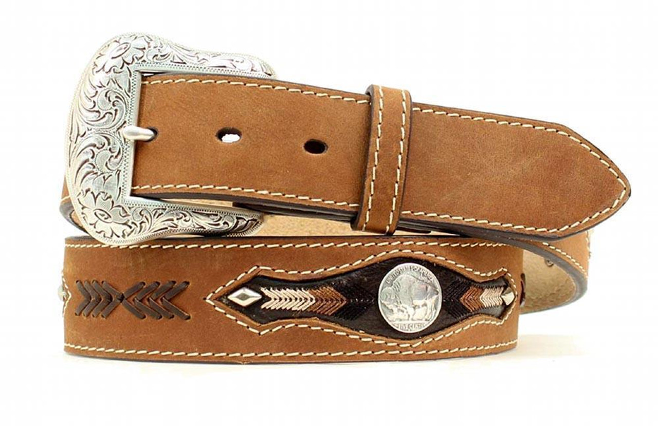 Western Concho Leather Belt (LB-278) - Four Winds West