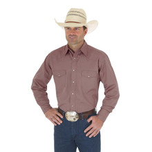 WRANGLER Wrangler Men's Tan Dark Western Snap Dobby Stripe Shirt WRANGLER Wrangler Men's Tan Dark Western Snap Dobby Stripe Shirt