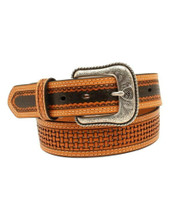 M & F Ariat Men's Brown Basket Weave Leather Western Belt M & F Ariat Men's Brown Basket Weave Leather Western Belt